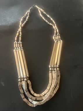 Silver Multi-Strand Beaded Statement Necklace - Women Jewelry ( 21 inches)
